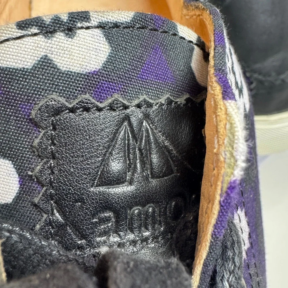 Karmod Floral Print Low Top Sneakers‎ Black Purple White Canvas US Men's 9